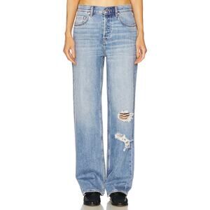 Grlfrnd 'Bella' Blue Cotton Low Rise Boyfriend Denim Jean Size 28